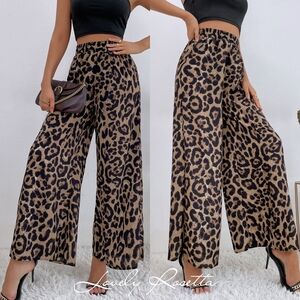 Leopard Print Wide-Leg Pants